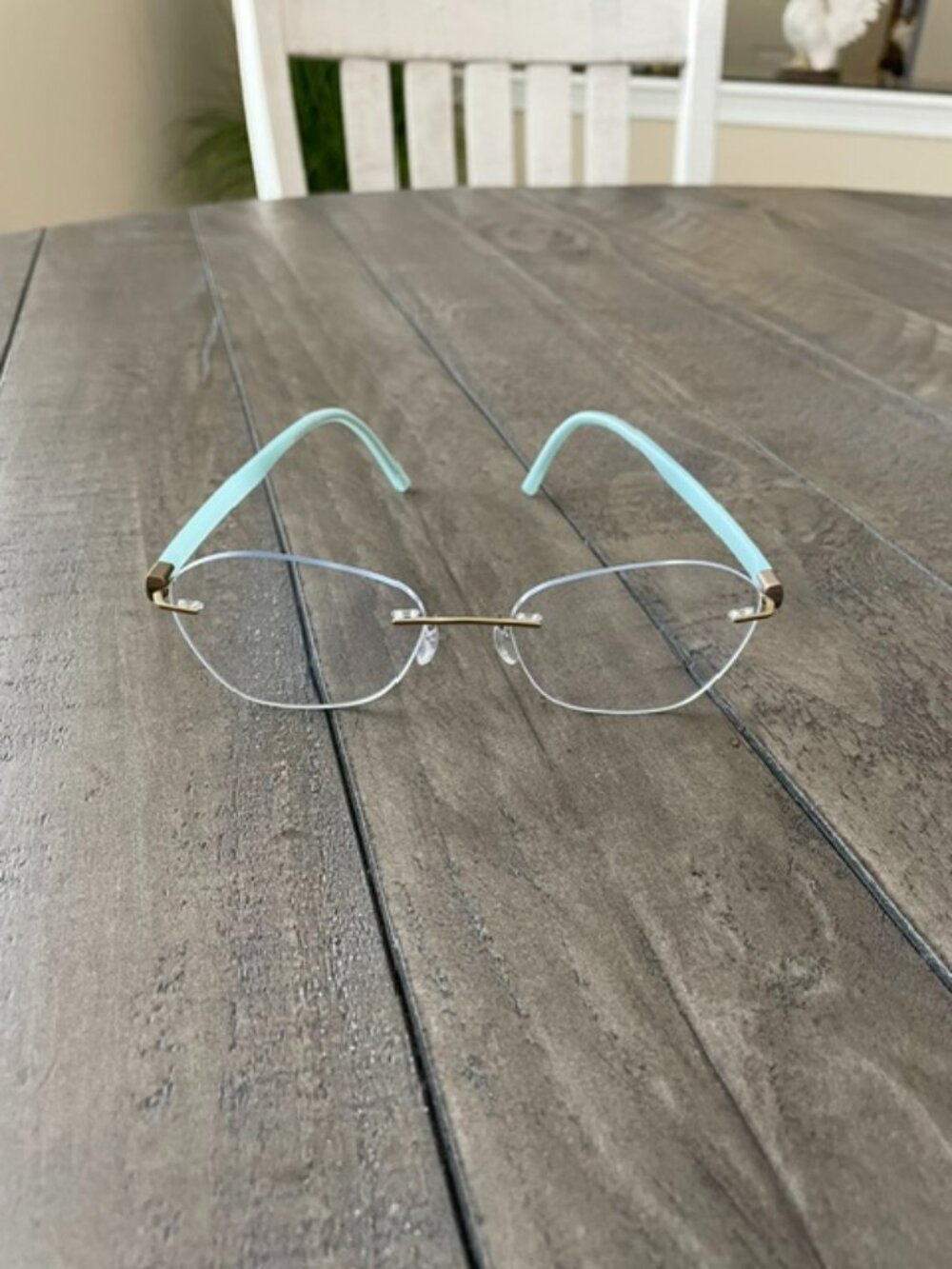 Silouette Titan Inspire Brass/Mint Rimless Eyeglass Frame 54-19-140